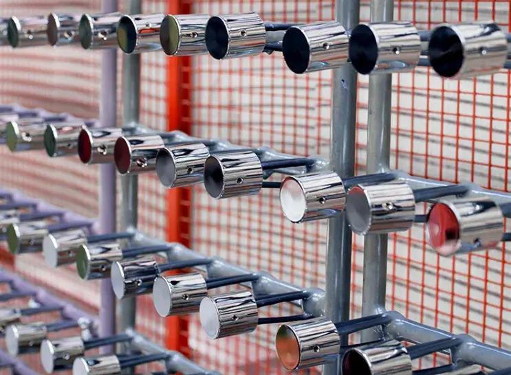 pop parts on rack after metalisation
