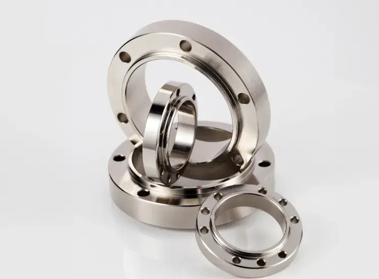 Arrangement of flanges on a white background