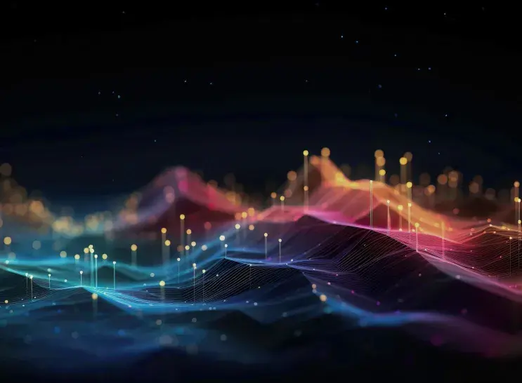 abstract light waves on black background