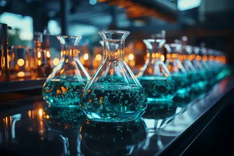 beakers on a bar