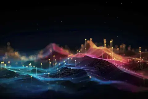 abstract light waves on black background