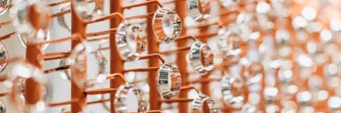 Plastic parts on rack in a plating facility