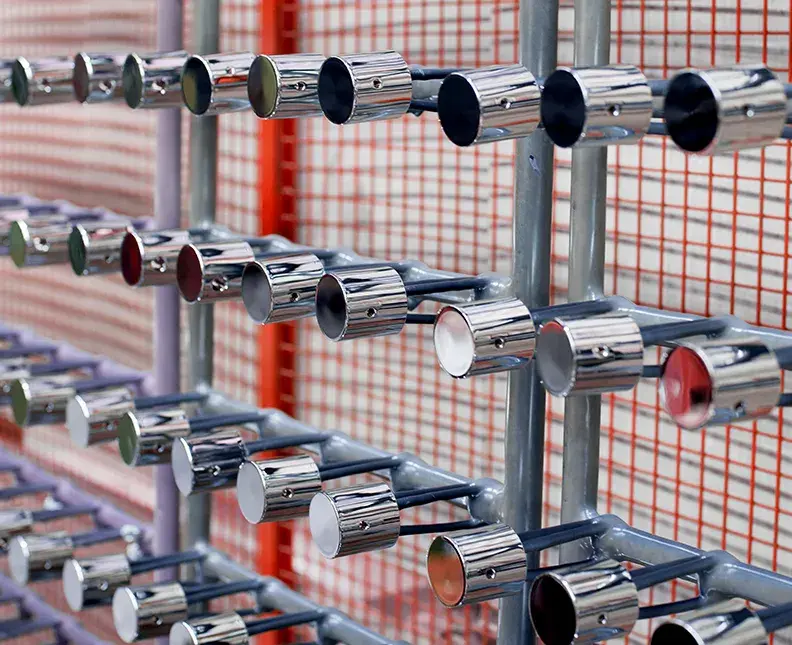 pop parts on rack after metalisation
