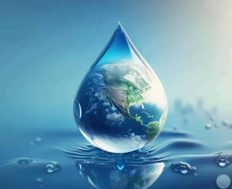 world in a water droplet