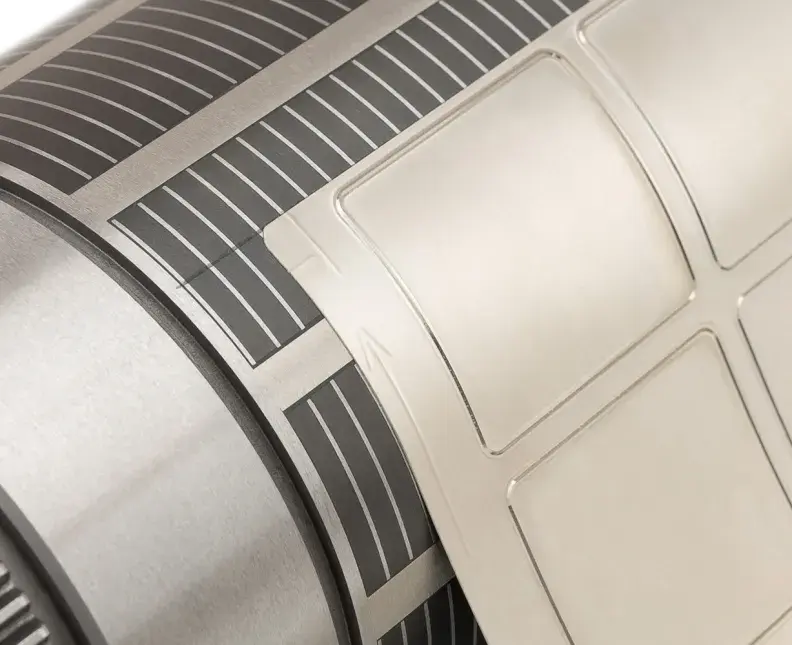 closeup of flexographic press machine