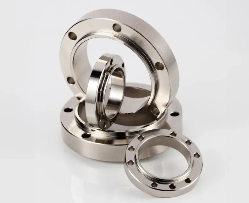 Arrangement of flanges on a white background