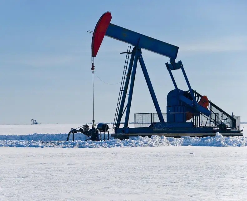 oil mining site in winter
