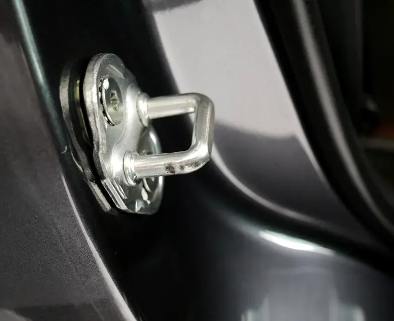closeup of a door hinge