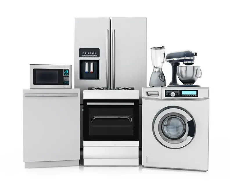 an arrangement of big and small household appliances