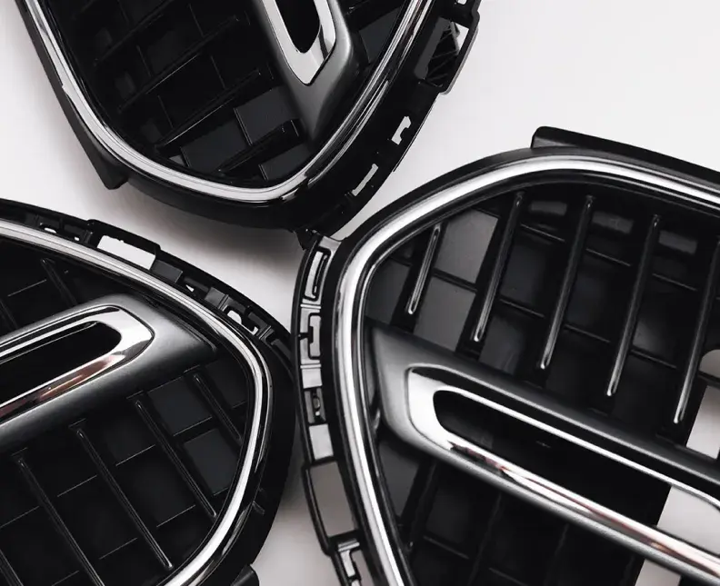 closeup of car front grills