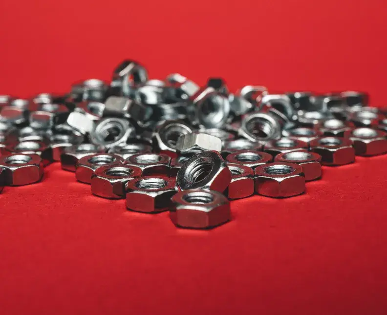 bolts on red background