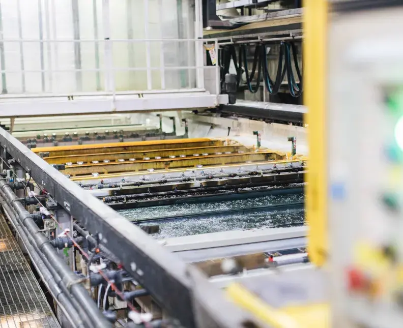 artistic shot of a plating line