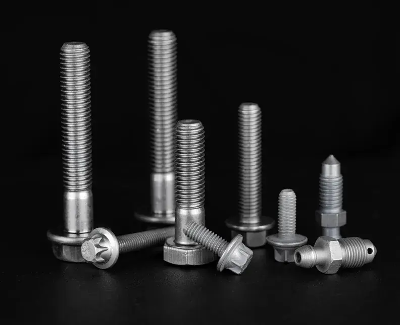selection of fasteners on a black background