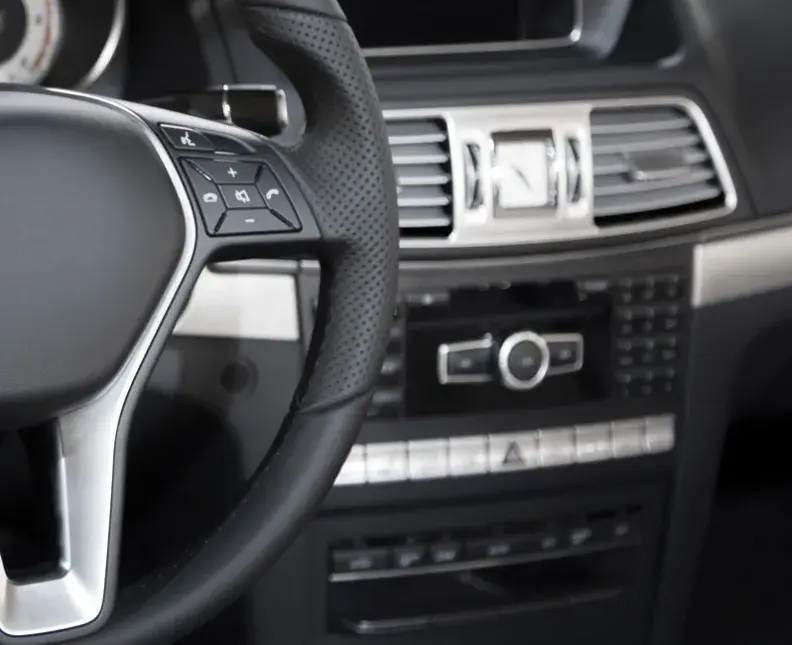 car interior trim ; metalized plastic panels and buttons