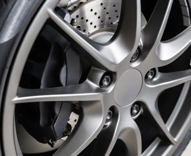 closeup of a black anodized caliper