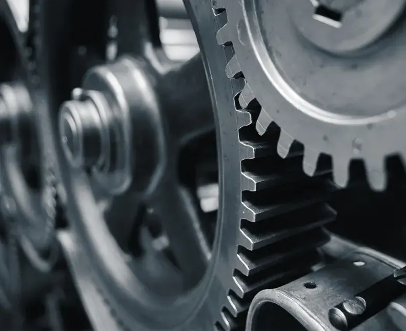 closeup of gears treated with manganese phosphate