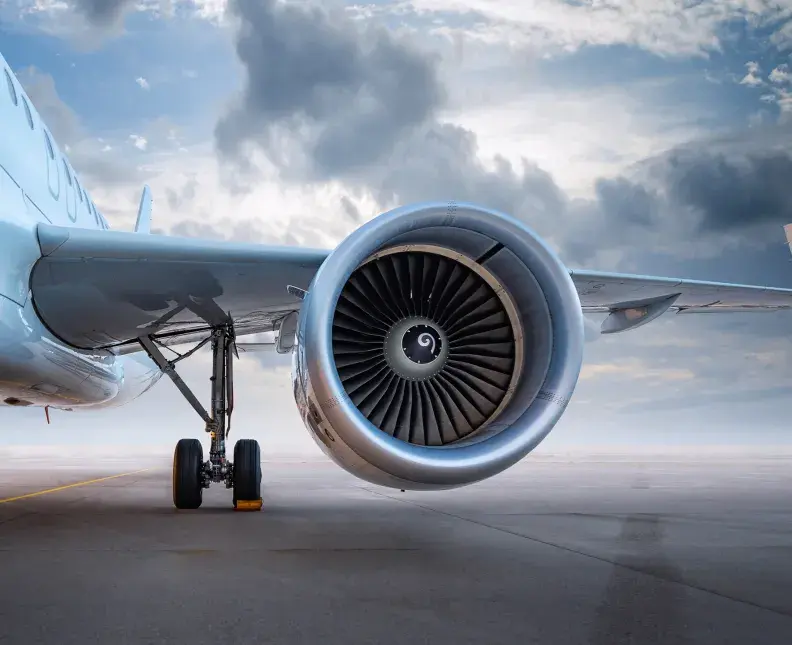 closeup of a plane wing