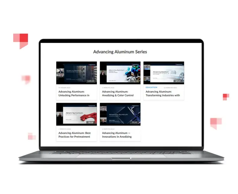 Laptop with a webinar library on the screen